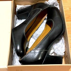 Clarks Leosa Claire Black Leather 80mm 3.15” Heel